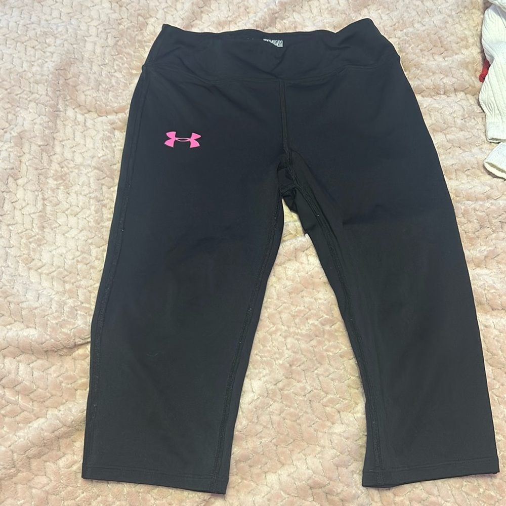 Under Armor fitted leggings,pink + black - Picture 1 of 6